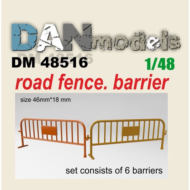 Dan Models 48516 Scale 1:48 Accessories for Diorama. Road fence. Barrier 6 pcs