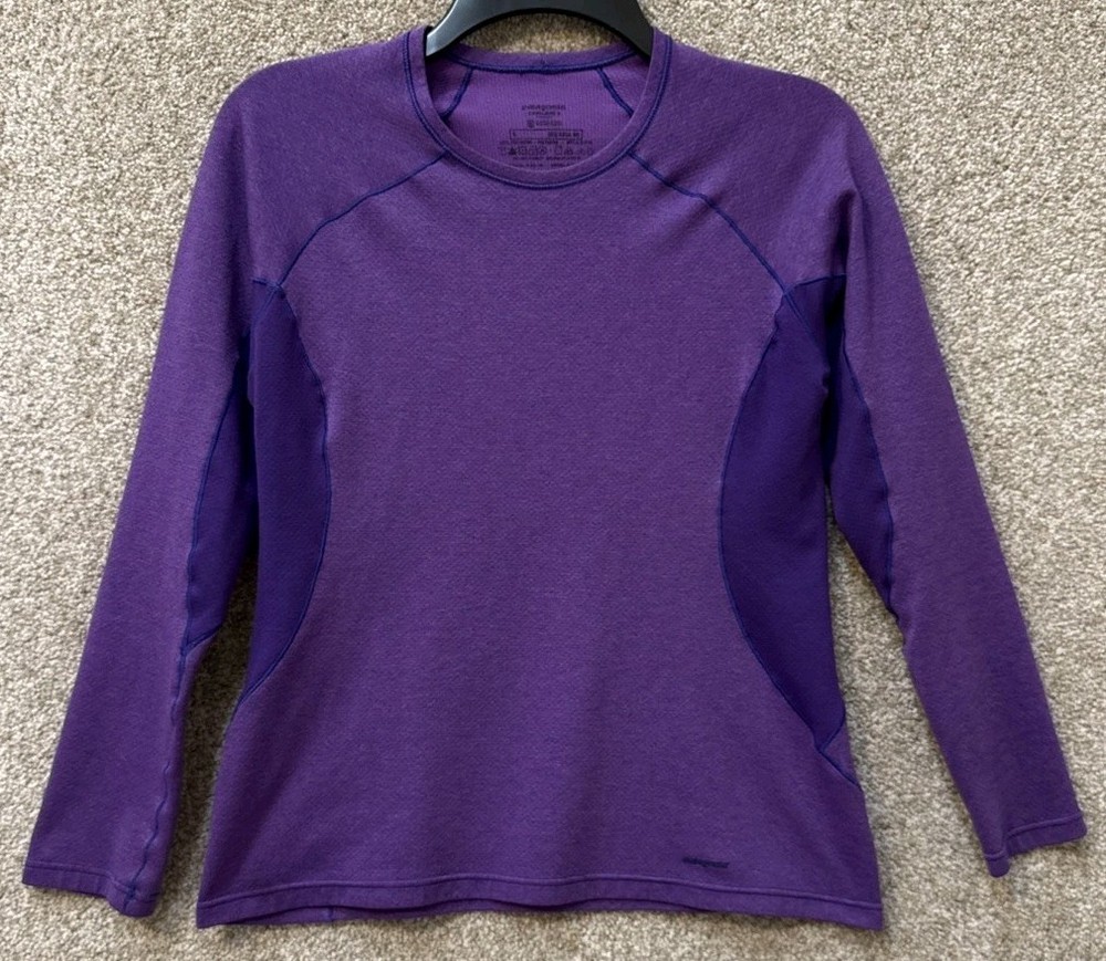 Patagonia Capilene Baselayer Shirt Womens Small Purple Long Sleeve Thermal Top
