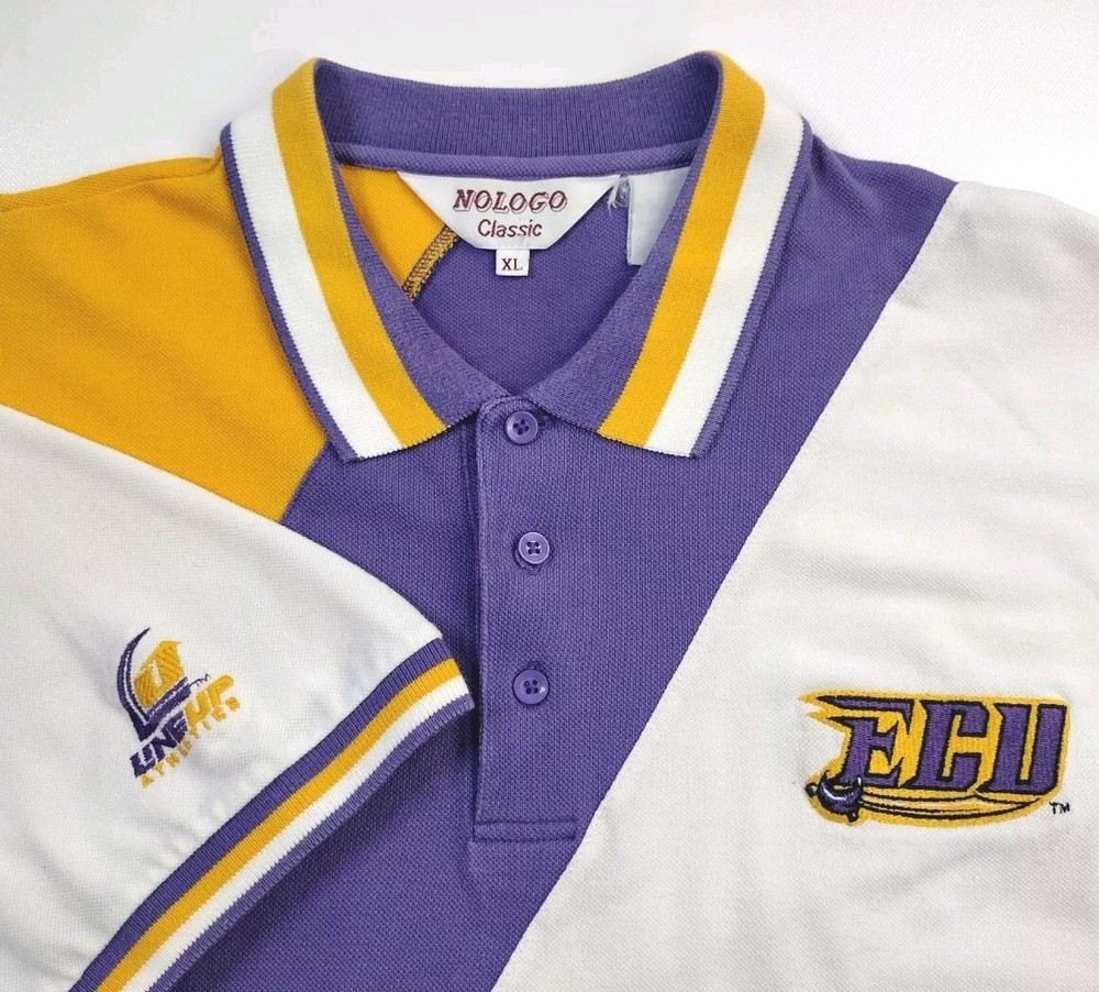 VTG East Carolina University Pirates ECU Color Block Men’s Polo Shirt size XL