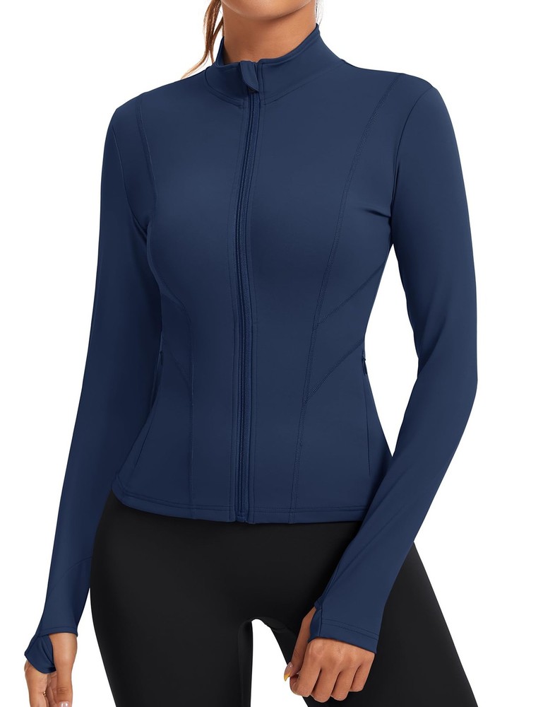 Gym Jackets for women Long Sleeve Zip Up Active Wear Shirts Fitness Athletic ...
