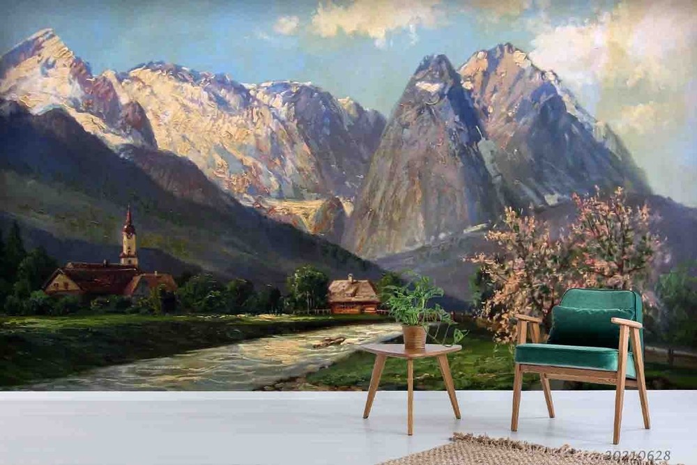 3D Mountains Landscape Oil Painting Wall Murals Wallpaper Murals Wall Sticker