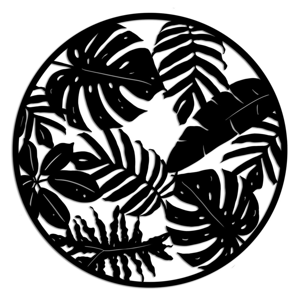 RnnJoile Metal Leaves Wall Art Decor Rustic Tropical Palm Leaf Decorations Sc...