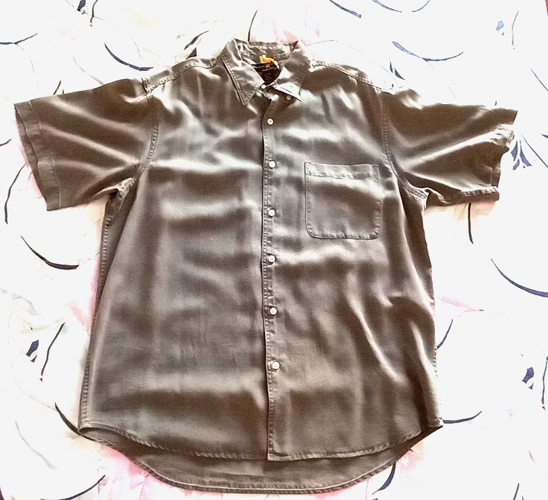 Members Mark Olive Green Mens Short Sleeve Button Down Shirt Large-image
