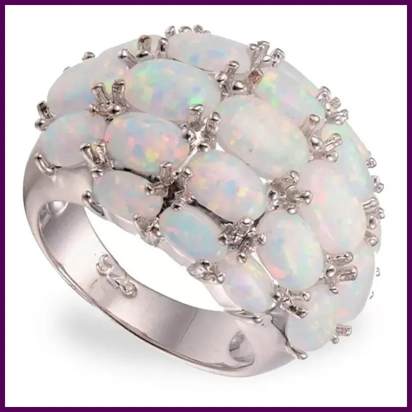 Vintage Fire Opal Pearl Ring in Sterling Silver for Women