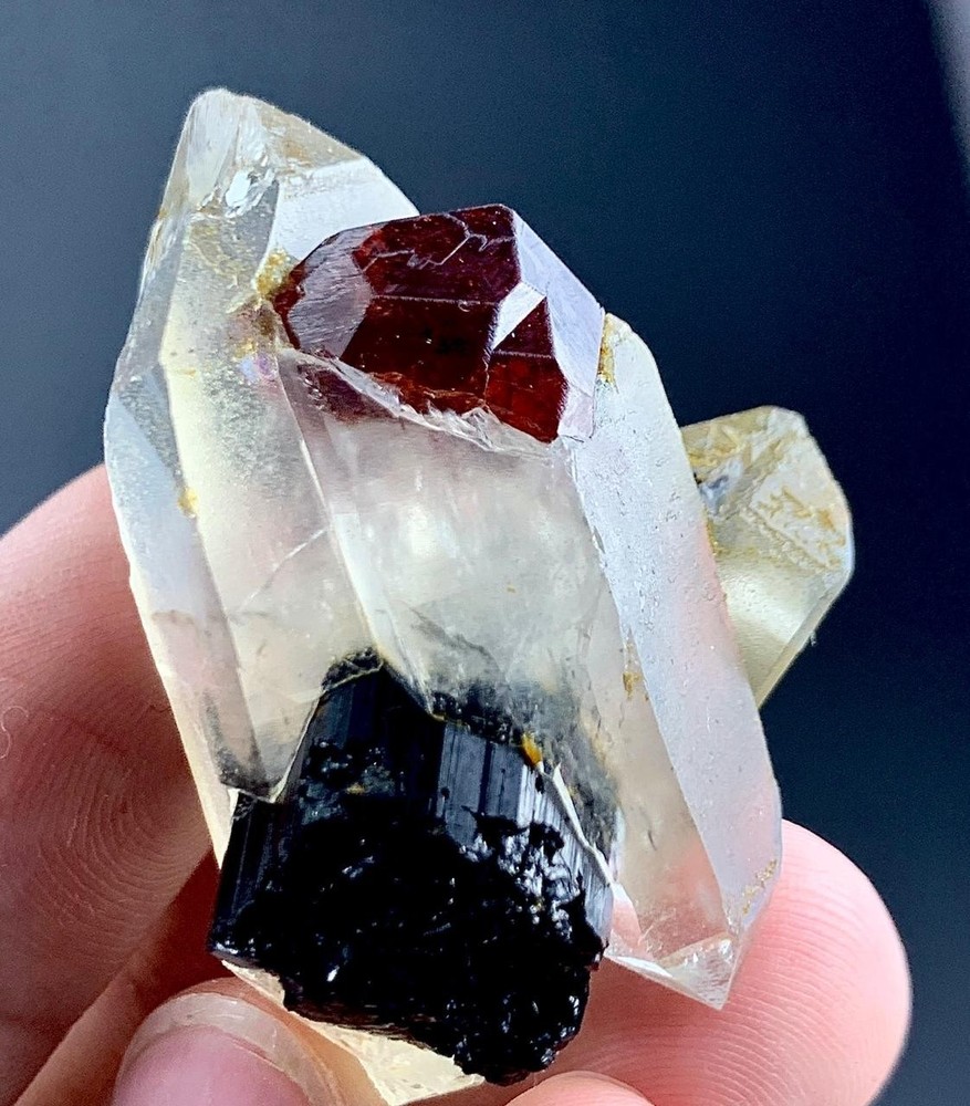 153 Carat Garnet Crystal with Quartz And Block Tourmaline Specimen From Pakistan