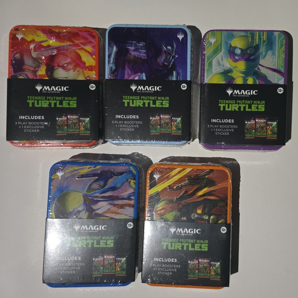 Magic The Gathering Teenage Mutant Ninja Turtles 3-Play Booster Tin Lot of 5