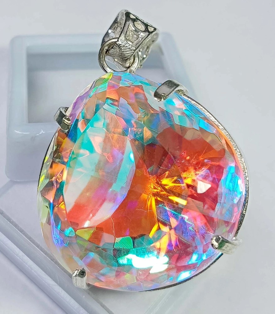 Pear Cut 93-94 Ct Pendant Mystic Topaz Natural Gemstone Locket EGL Certified