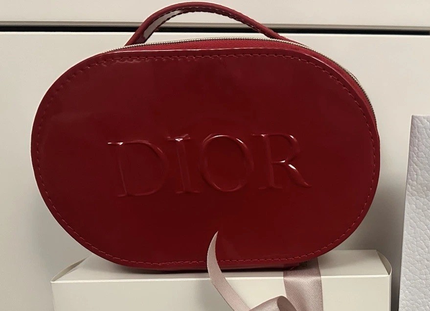 Rare Dior Vip Gift Red Glossy Cute Clutch Pouch with Paper Bag 2025 Collection