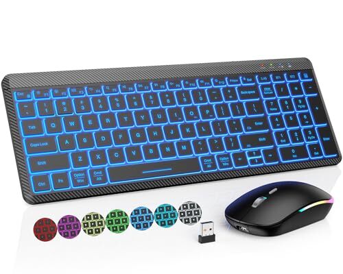 Wireless Keyboard and Backlits, Slim Portable Rechargeable Multi-Device