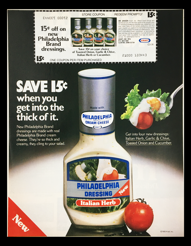 1983 Kraft Philadelphia Brand Dressing Circular Coupon Advertisement-image