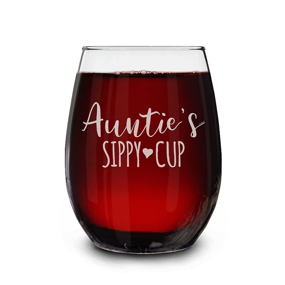 shop4ever Auntie's Sippy Cup Engraved Stemless Wine Glass 15 oz. Promoted to ...