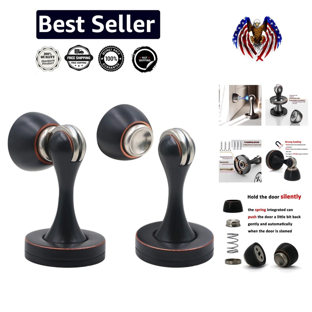 High-Quality 2 Pack Magnetic Door Stops - Elegant Wall Mounted Oil Rubbed Bronze