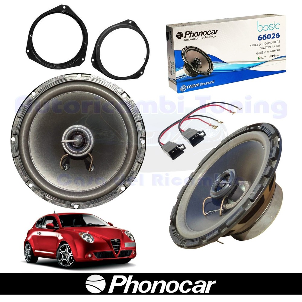 PHONOCAR 66026 165mm 60w Coaxial Front Speakers for Alfa Mito