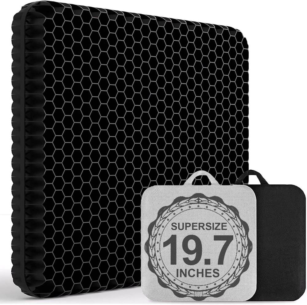 19.7 Gel Seat Cushion Super Large Thick Office Chair Cushion Long Sitting - Bac