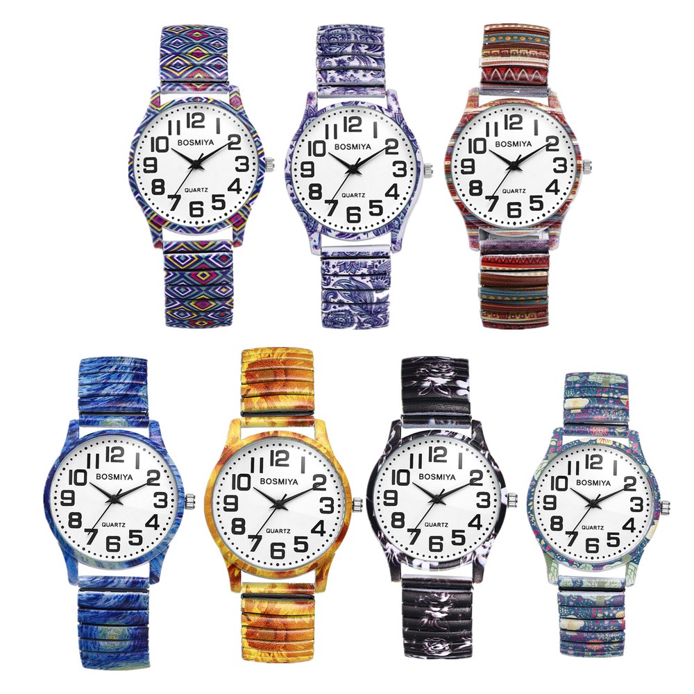 Boho Stretch Band Womens Watch with Big Dial - Elastic Strap