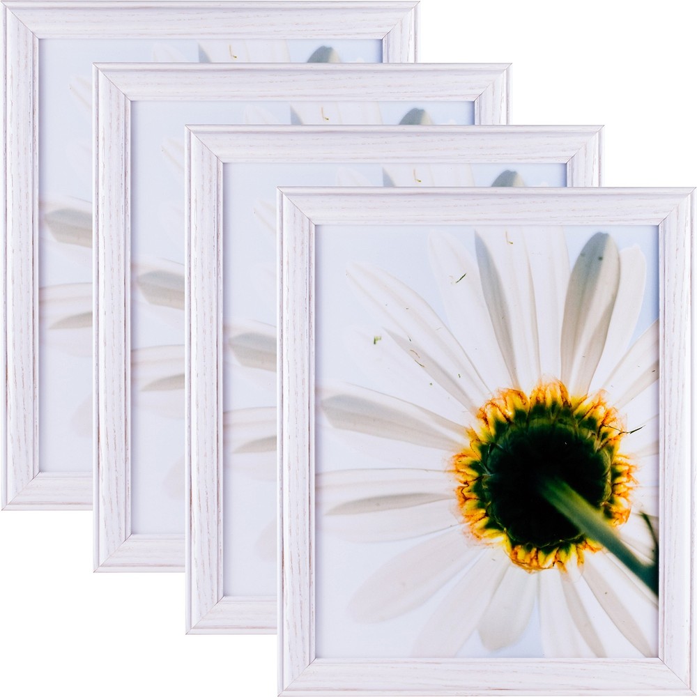 4x6 Inch White Hardwood Picture Frame Set of 4, 2364WH