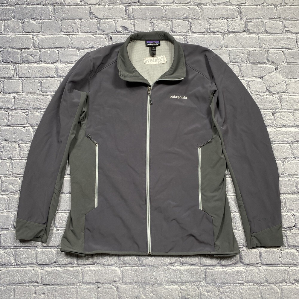 Patagonia Mens Large Gray Adze Hybrid Windbreaker with Polartec 83450 for Outdoor Adventures