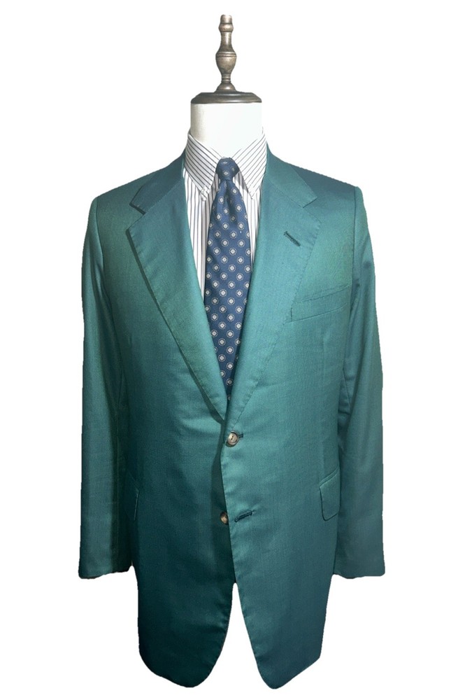 EDGAR POMEROY BESPOKE CUSTOM MADE FULL CANVAS Wool Green Sport Jacket 38R 40R