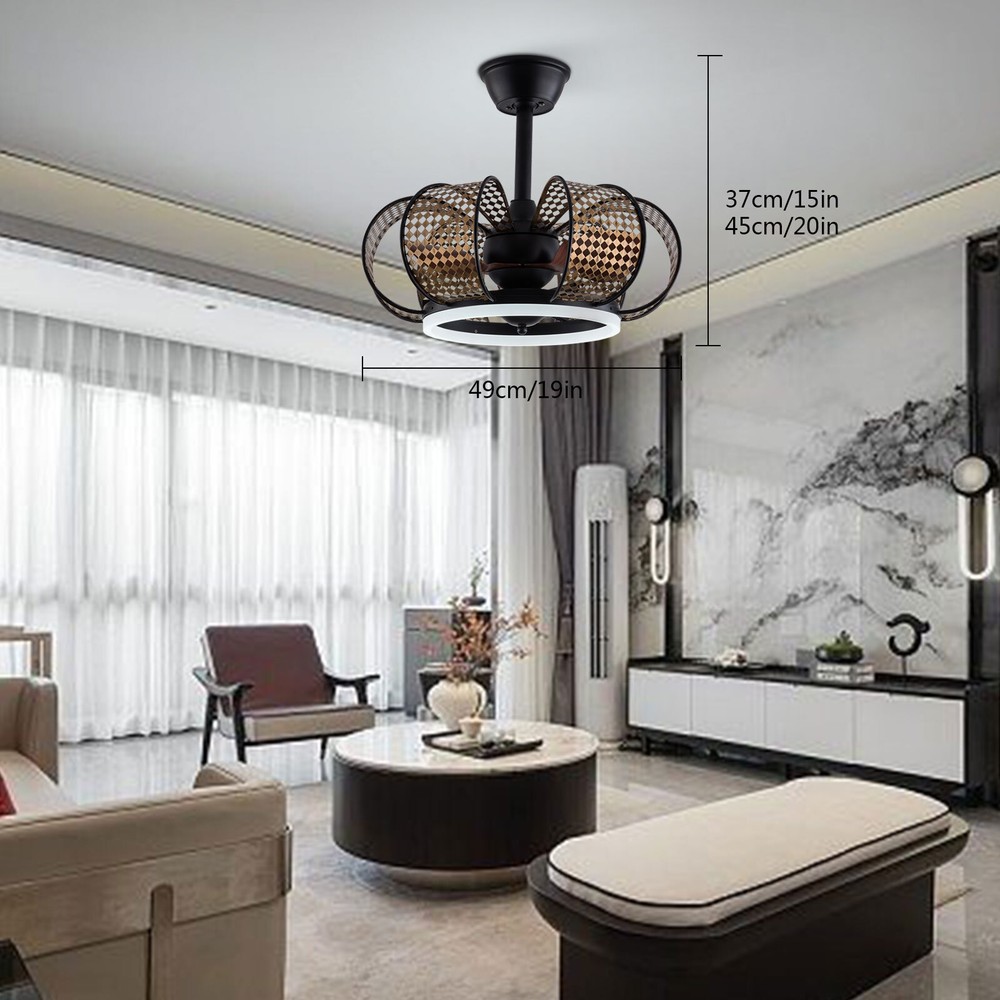 19 Inch Remote-Controlled Farmhouse Ceiling Fan Chandelier for Dining Room