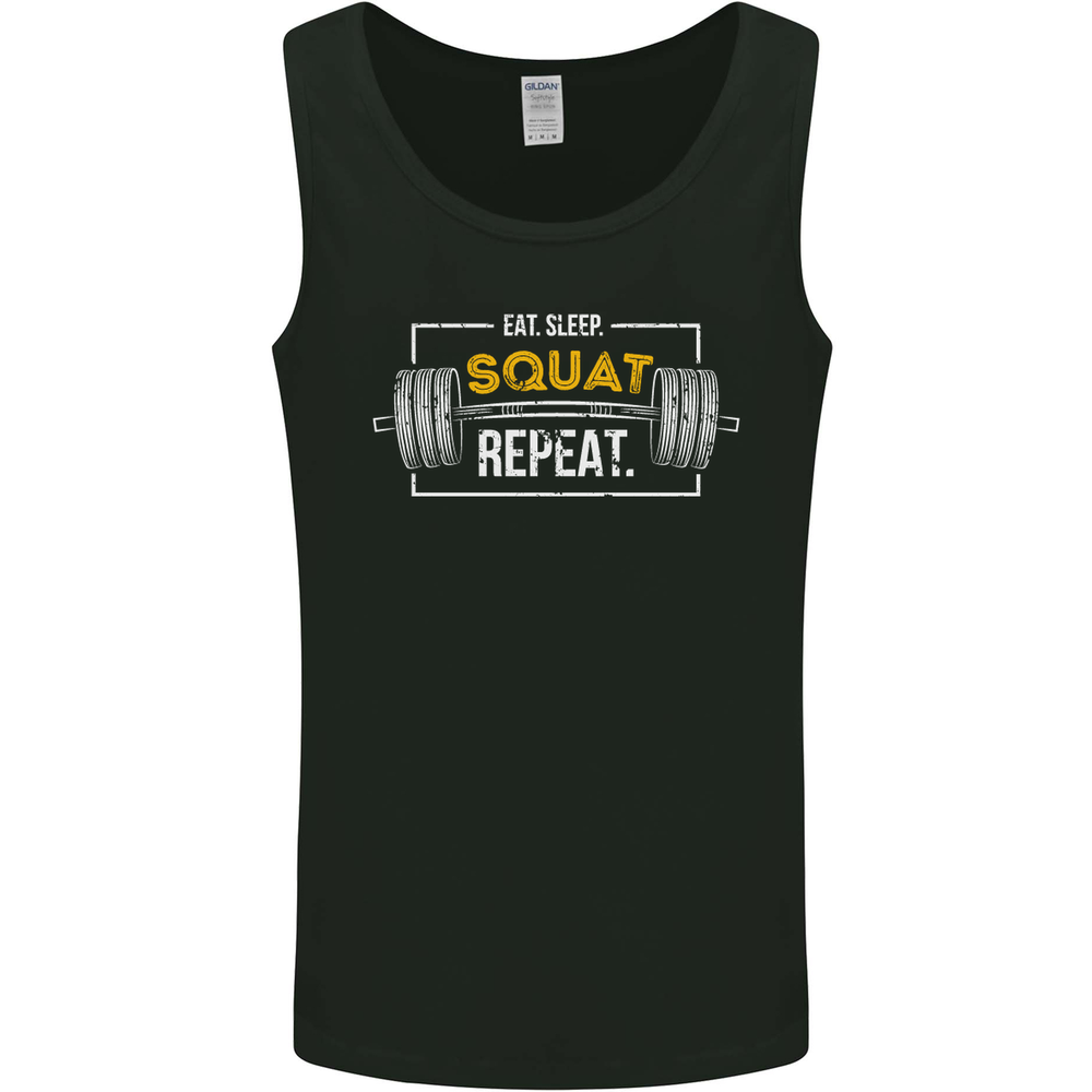 Eat Sleep Squat Repeat Gym Training Top Mens Vest Tank Top