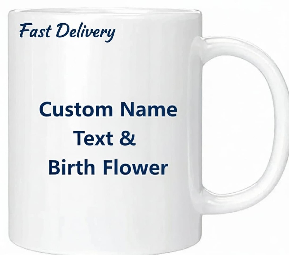 Custom Birth Flower & Name Mug 11oz – Personalized Coffee Cup Gift for Her