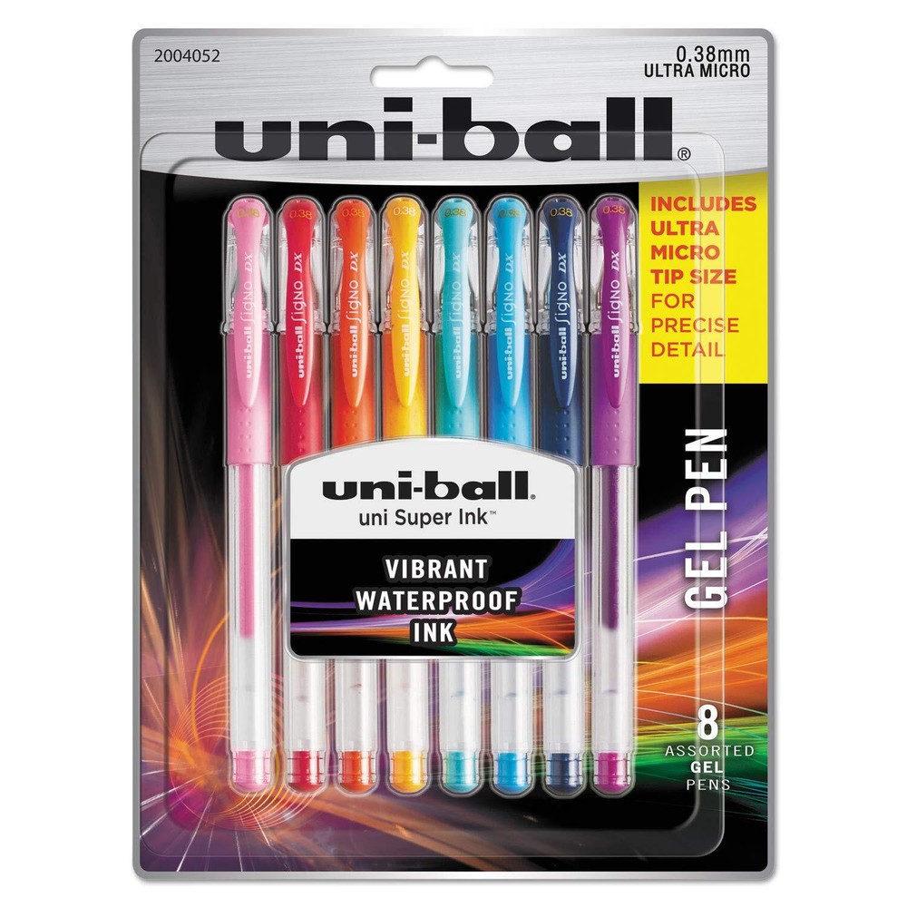 Uniball Pen 8 Pack, 0.38mm Micro Assorted Pens, Ink Pens | Office Supplies So...