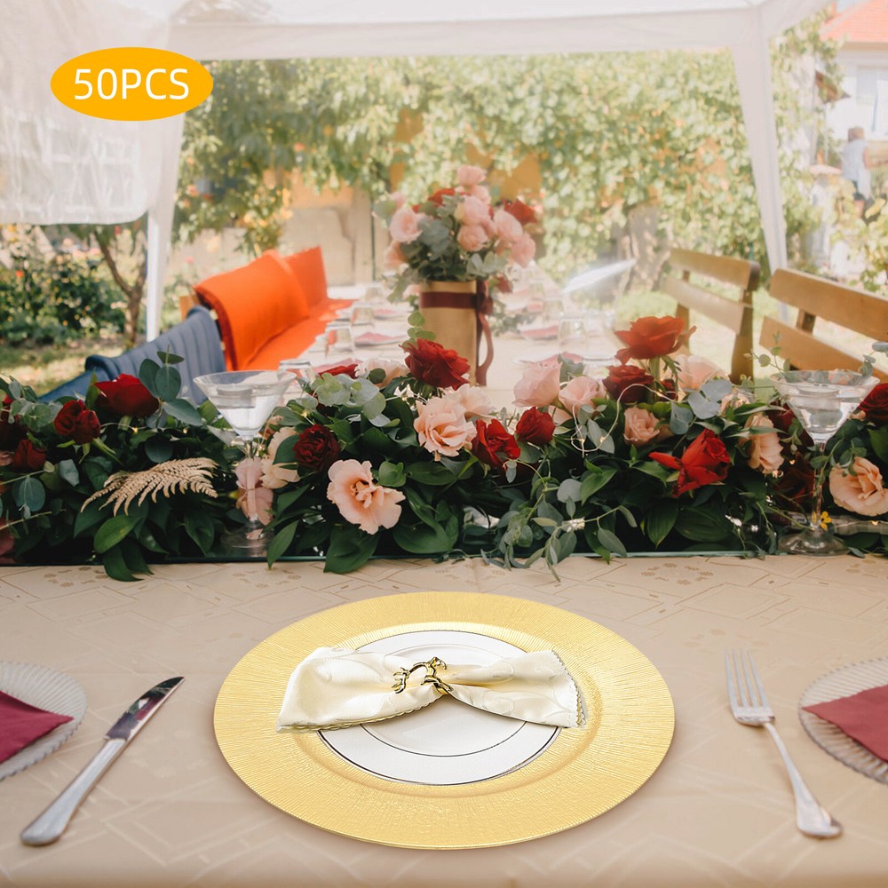 50 Pack  Round Charger Plates 13 Inch Wedding Dinner Reusable Chargers Plates