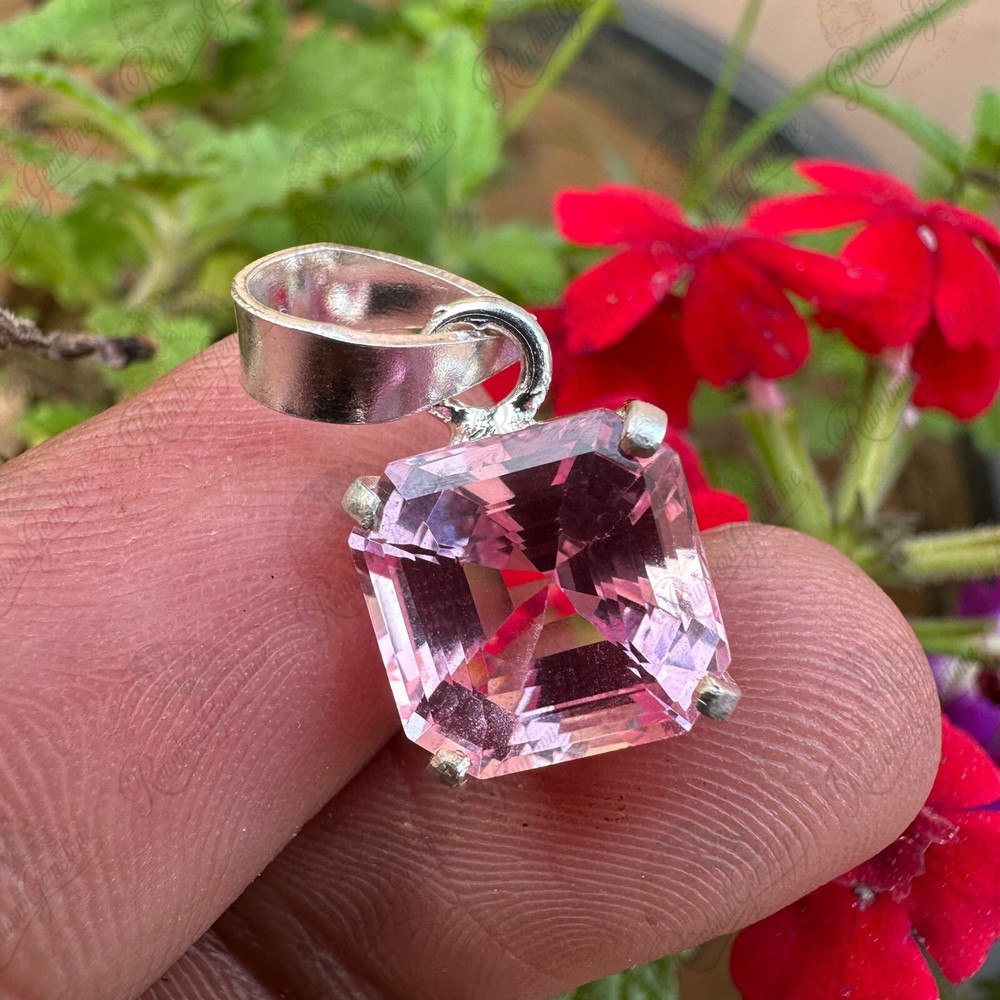11.20ct Natural Padparadscha Sapphire 925 Silver Pendant Asscher Cut