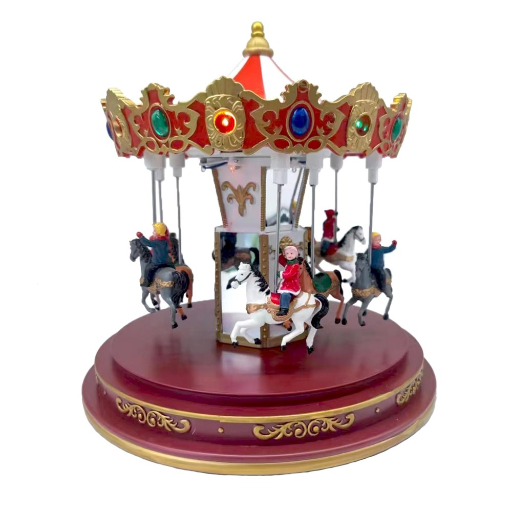 oclchnilx Christmas Village Carousel Decoration Multicolor Music Box with LED...
