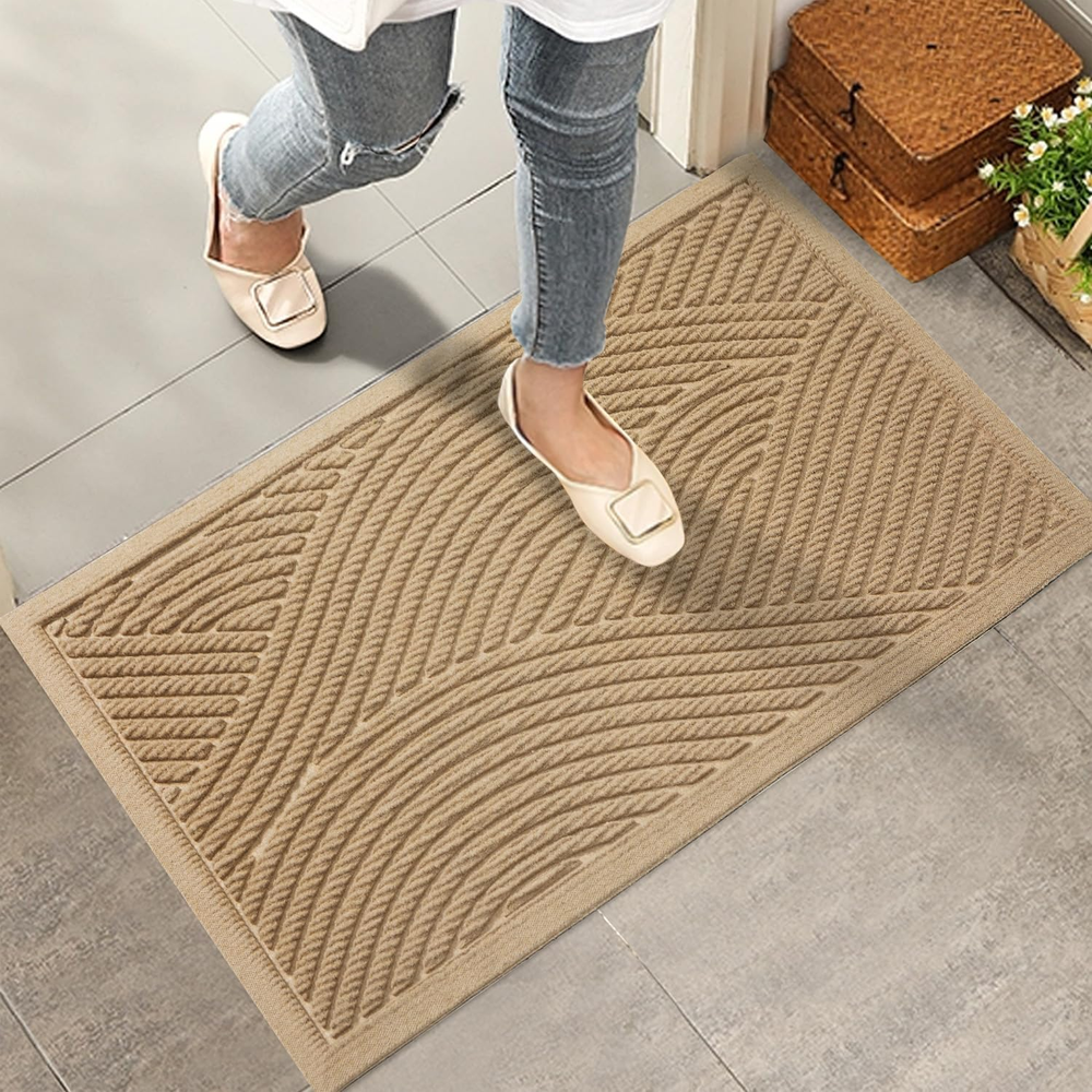 Sturdy Front Door Mat, Absorbent Muddy Dirt Resist Welcome Door Mats Outdoor Ind