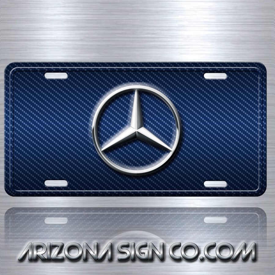 Mercedes-Benz Simulated Blue Carbon Fiber Vanity Aluminum License Plate Tag
