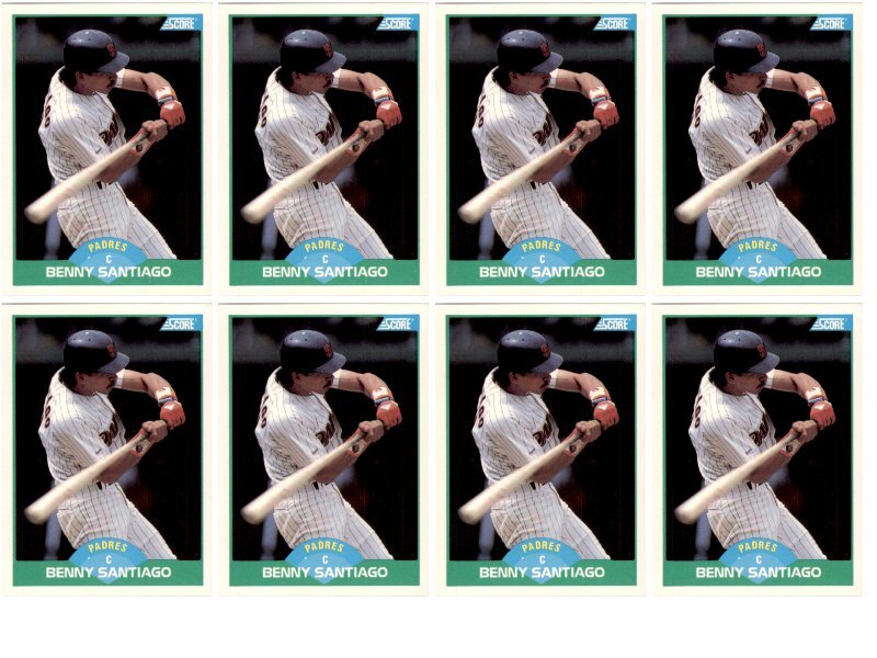 (8) 1989 Score #4 Benny Santiago San Diego Padres Card Lot