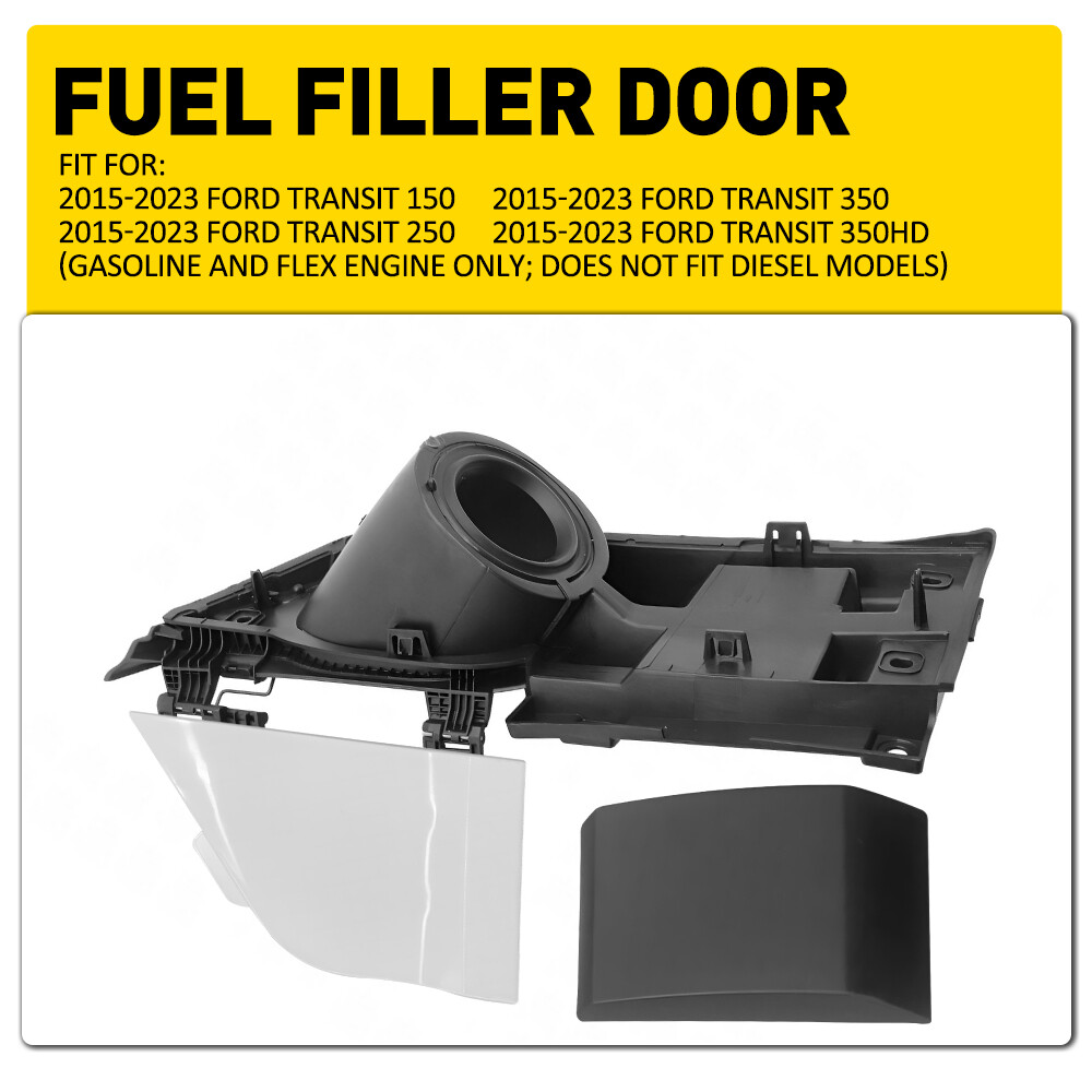 For 15-23 Ford Transit 150 250 350 HD Fuel Door Filler Housing + Gas Cover 3PCS