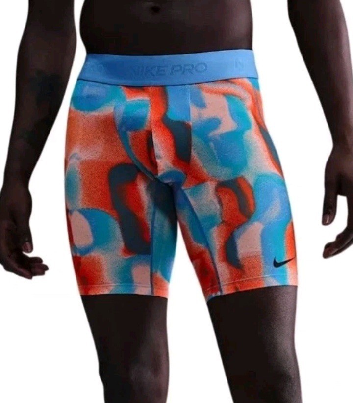 Nike Pro Dri-Fit Training Compression Tights Men's Sz XL Shorts Coral - Blue NEW