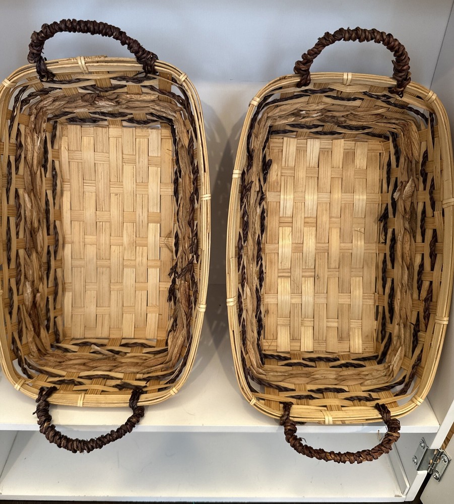 Wicker 2 Baskets Size 12”x 4.5” x 7”