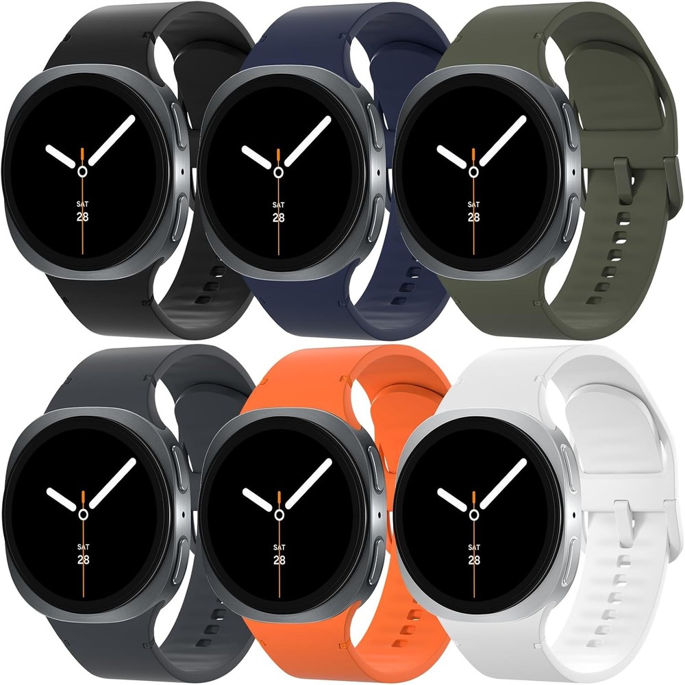 6 Pack Soft Silicone Strap Compatible with Samsung Galaxy Watch 8 40mm 44mm