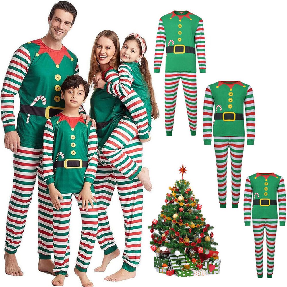Hot Sale Christmas Elf Pyjamas Set Kids Family Matching Nightwear Xmas Suits-image