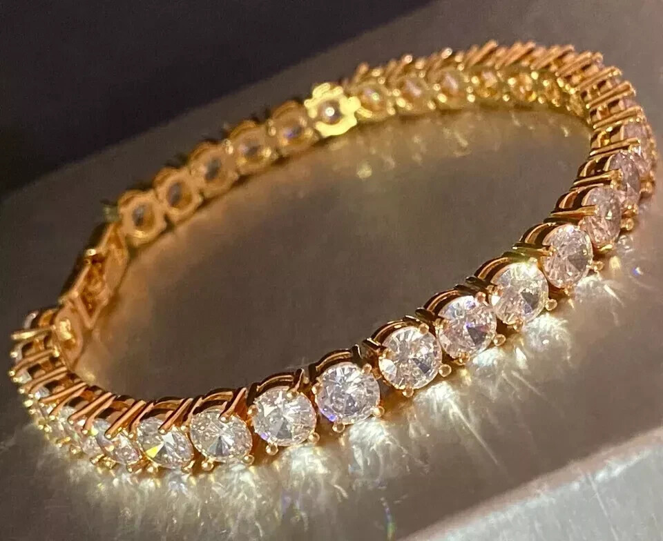 Round Cut Lab Diamond Tennis Bracelet 14k Gold Plated 5.00 Ct