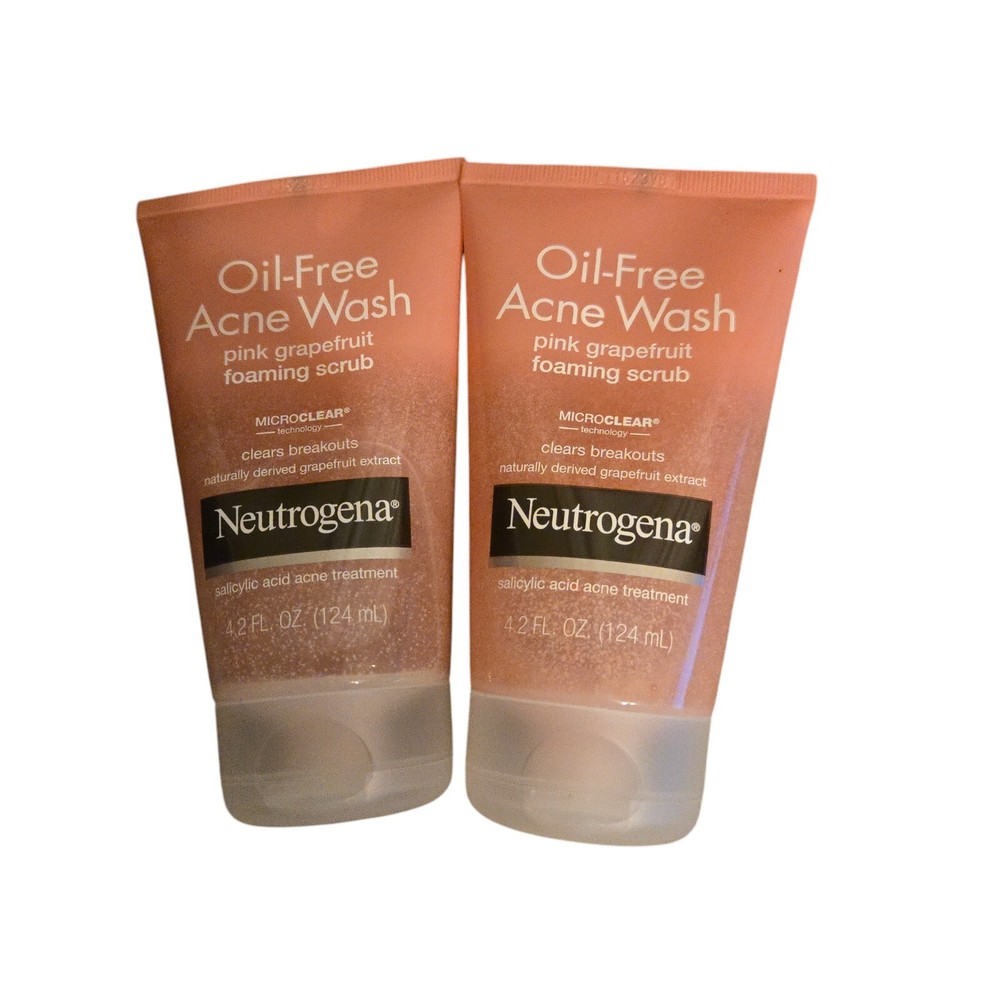 Neutrogena Oil-Free Acne Wash Pink Grapefruit Foaming Scrub, 4.2 fl oz - 2 Pack