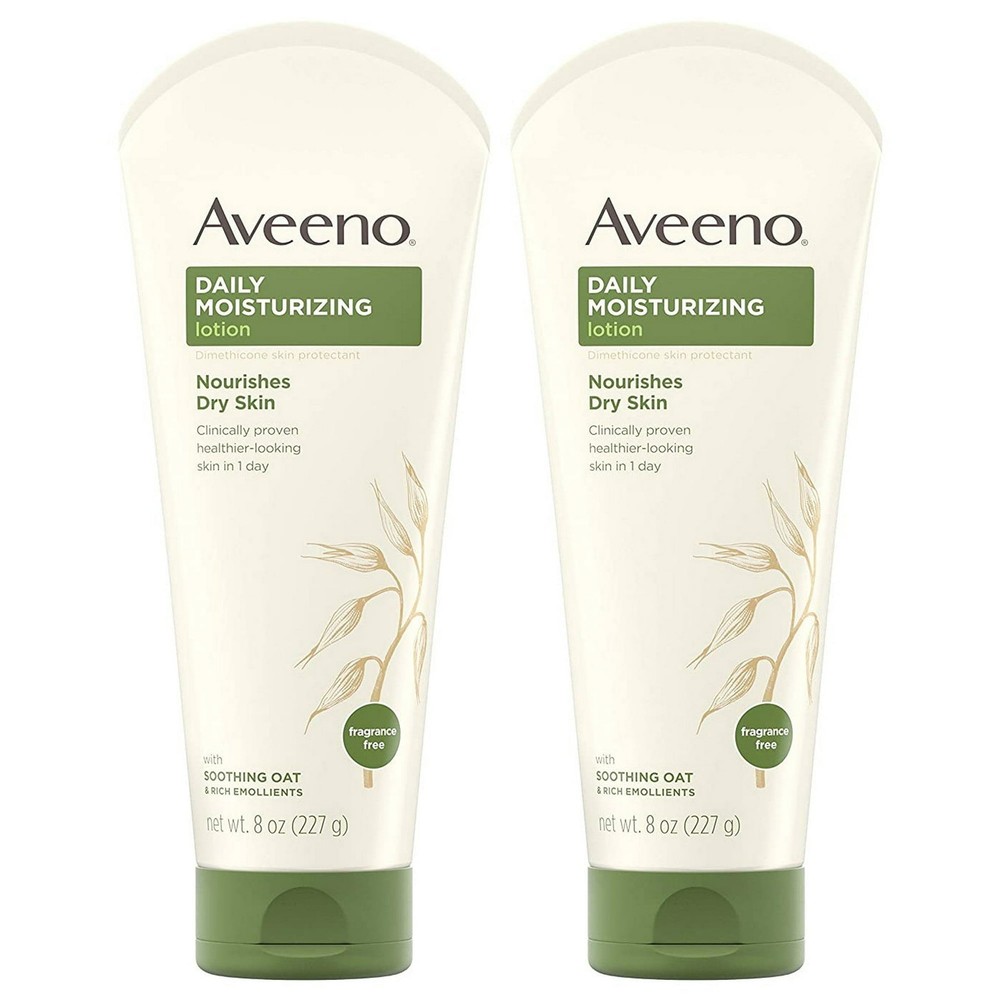 Aveeno Unscented Daily Moisturizing Lotion with Oat for Dry Skin 8oz 2 Pack