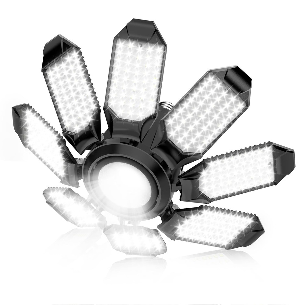 Garage Lights - Super Bright 25000LM Garage Lights Ceiling Led w/ 8 Deformabl...
