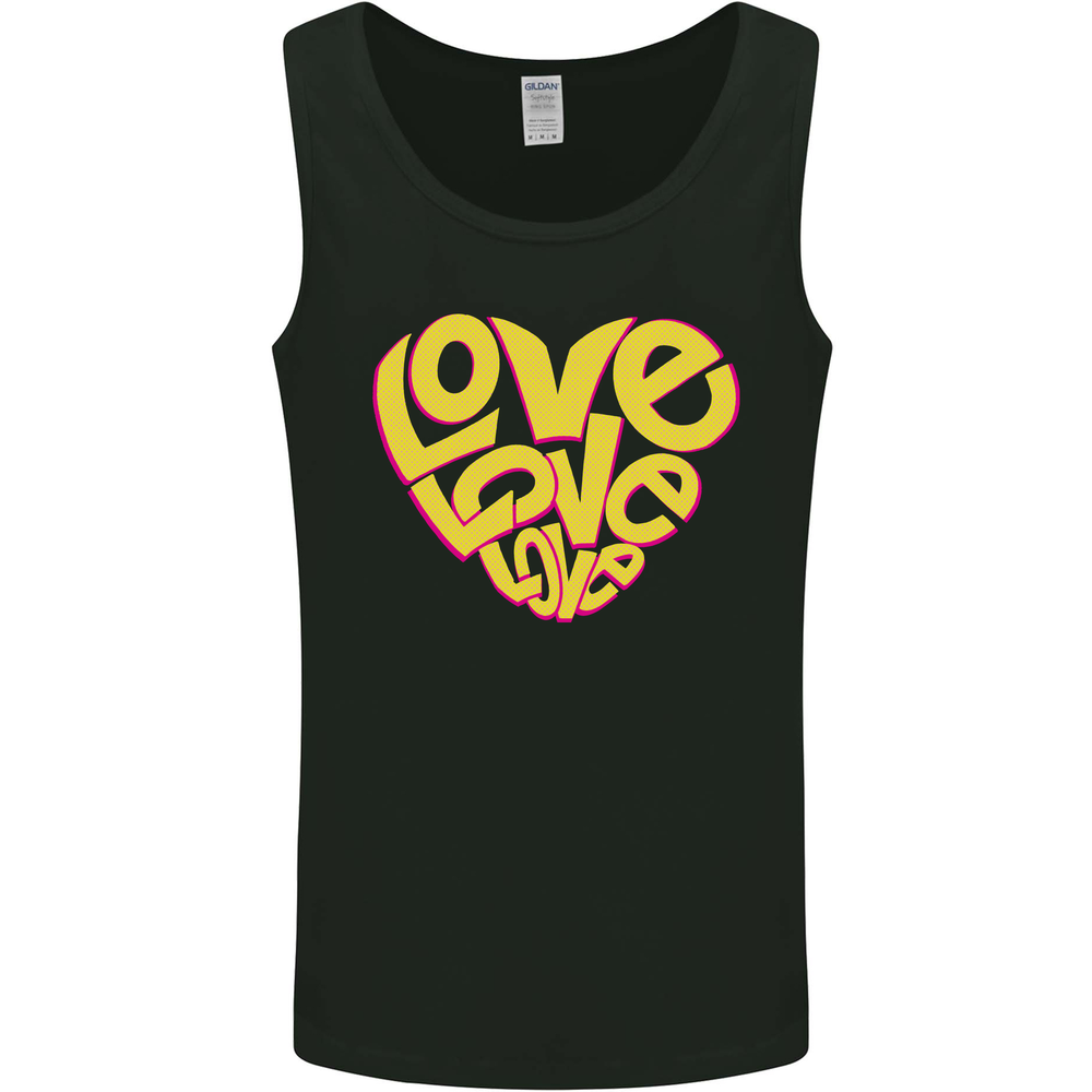 Love Word Art Heart Shape Anti-War Hippy Mens Vest Tank Top