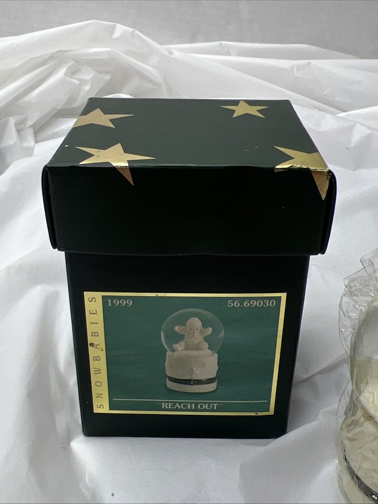 Dept 56 Snowbabies Reach Out Mini Snow Globe Hinged Jewelry Box NOS