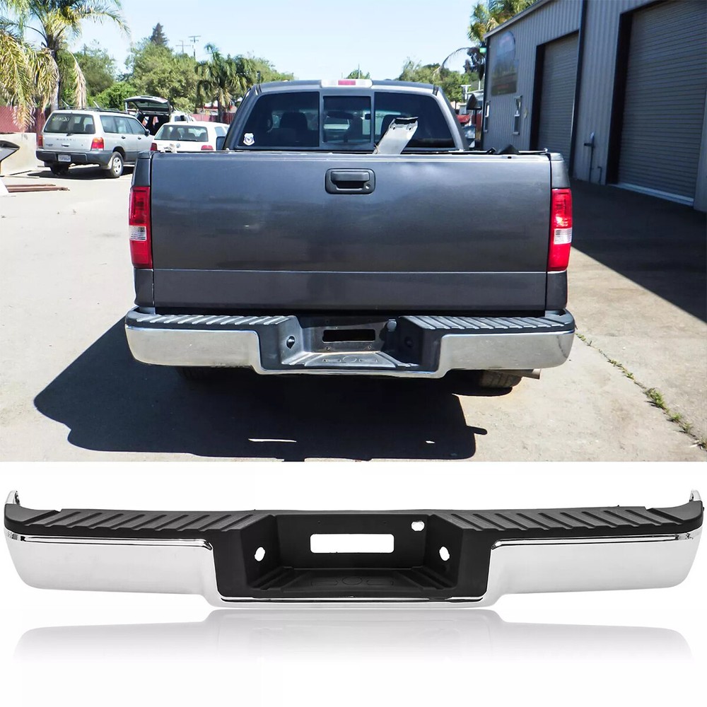 Chrome Rear Step Bumper For Ford F-150 F150 2004-2006 W/o Sensor Holes