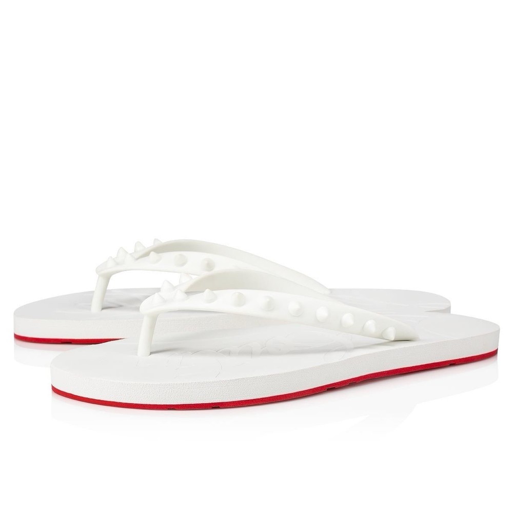 BNWT Christian Louboutin LOUBI Spikes Studded Flip Flop Rubber Sandal Shoe Sz 41