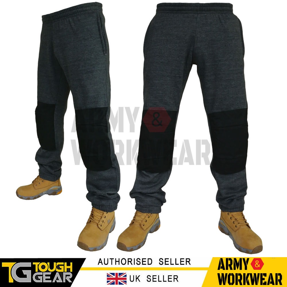 Mens Knee Pad Pockets Elasticated Fleece Work Jogging Bottoms Joggers Sweatpants