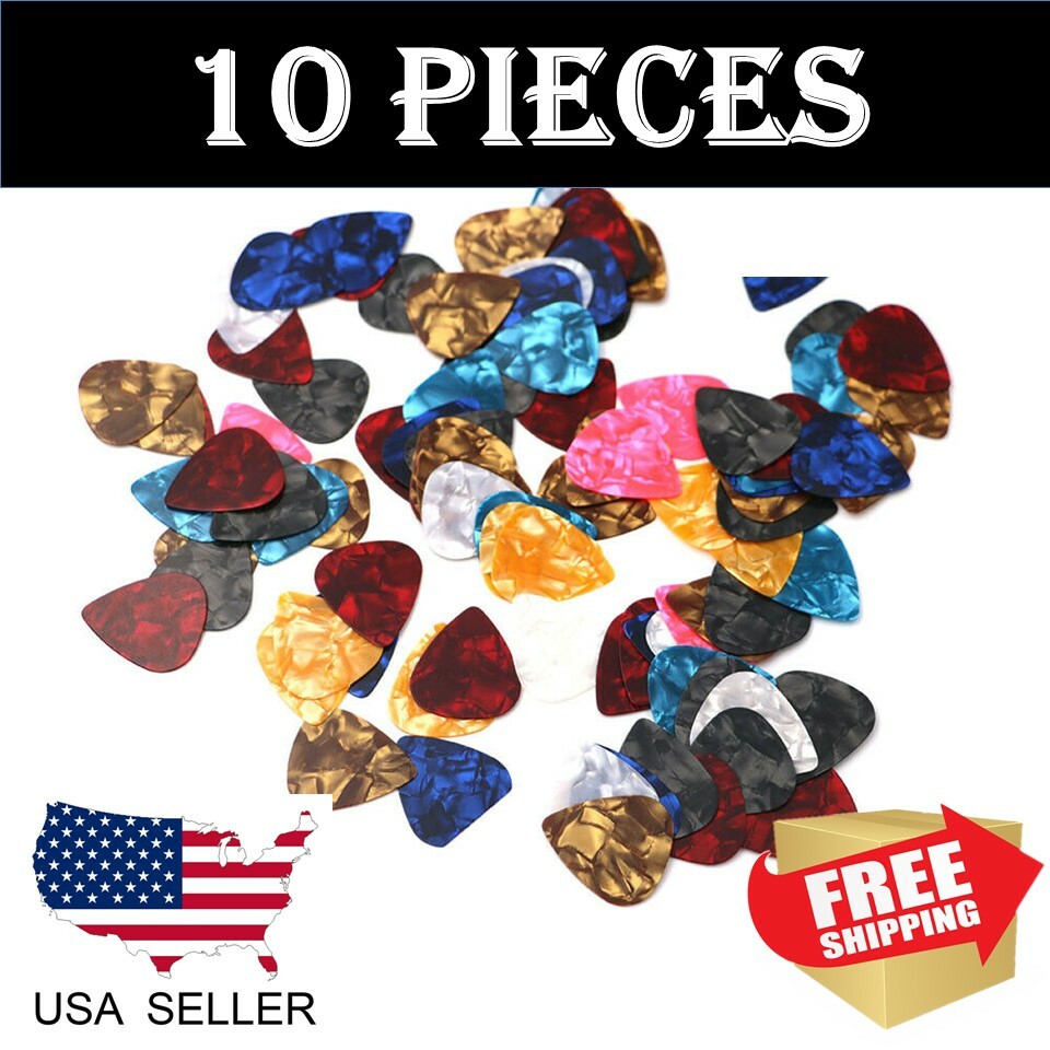 New 10PCS Guitar Picks Celluloid Thin Acoustic Electric Plectrums Assorted Color