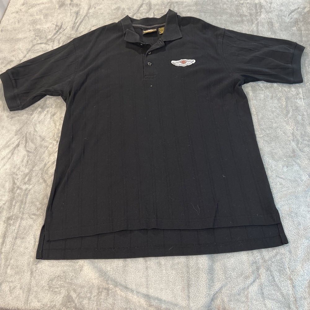Vintage Harley Davidson Polo Shirt Mens Size L 100 Years 1903-2003 Logo Black
