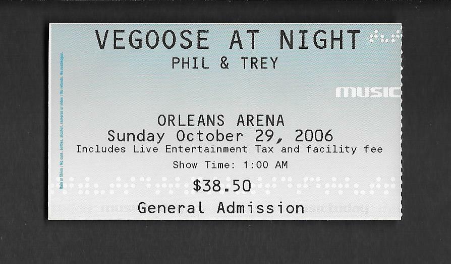 PHIL LESH & TREY ANASTASIO  Grateful Dead  Phish Ticket Stub Las Vegas 2006