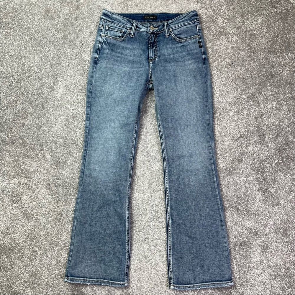 Silver Jeans Women's 29 Blue Bootcut Mid-Rise Medium Wash Denim Stretch Western